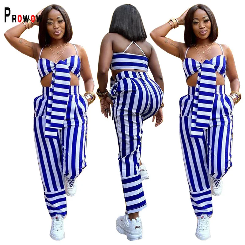 Prowow Summer Women Clothing Set Blue White Striped Casaul Streetwear Corset Tops High Waisted Pant Two Piece Matching Suits
Prowow Summer Women Clothing Set Blue White Striped Casaul Streetwear Corset Tops High Waisted Pant Two Piece Matching Suits