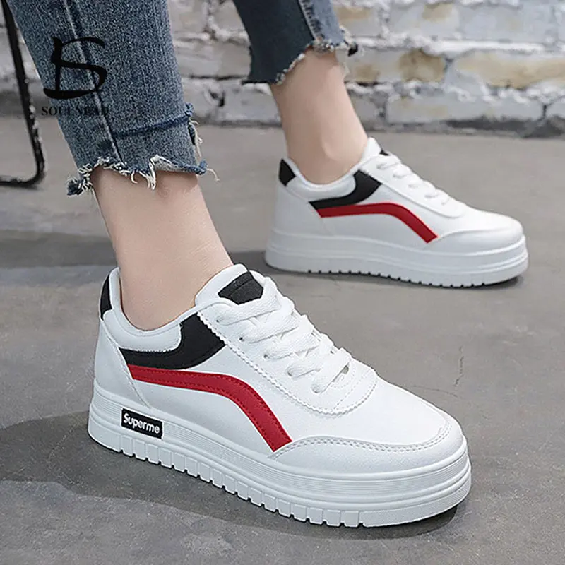 

Women Shoes Thick Soled Vogue White Shoes Classic Allmatch Flat Sports Shoes Woman Korean Version Students Skateboarding Shoes
