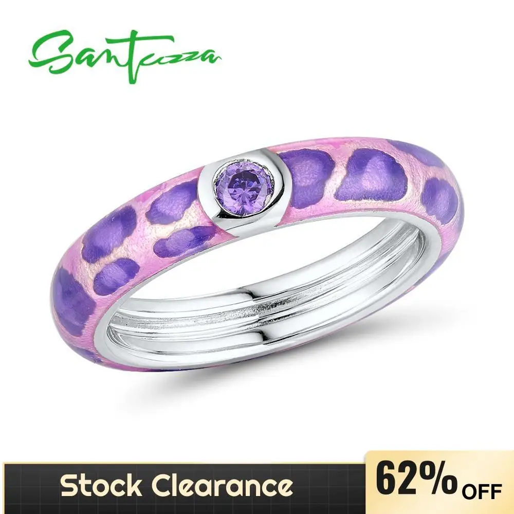 SANTUZZA 925 Sterling Silver Ring For Women Simple Purple Stone Colorful Enamel HANDMADE Eternity Ring Party Fashion Jewelry
SANTUZZA 925 Sterling Silver Ring For Women Simple Purple Stone Colorful Enamel HANDMADE Eternity Ring Party Fashion Jewelry