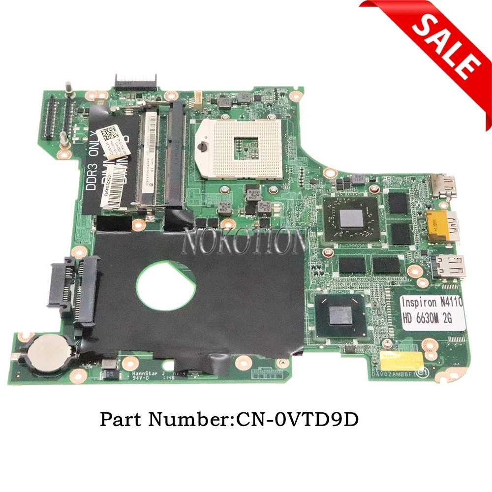 Nokotion CN-0VTD9D для DELL INSPIRON 14R N4120 Материнская плата ноутбука DAV02AMB8F1 HD6630M 2GB Graphics
Nokotion CN-0VTD9D для DELL INSPIRON 14R N4120 Материнская плата ноутбука DAV02AMB8F1 HD6630M 2GB Graphics