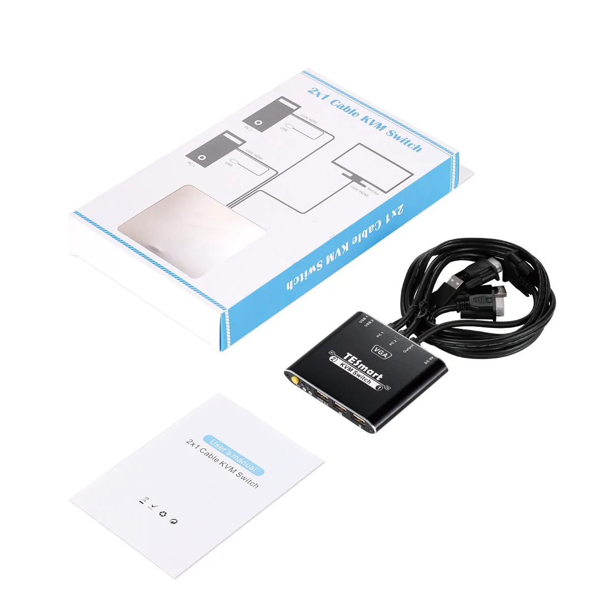 VGA KVM Switch 2 Ports WIth Cables KVM 2 Ports VGA Switch 2x1 Supports 1080P@60Hz USB 2.0 Device Control up to 2 PCS VGA 2x1
VGA KVM Switch 2 Ports WIth Cables KVM 2 Ports VGA Switch 2x1 Supports 1080P@60Hz USB 2.0 Device Control up to 2 PCS VGA 2x1