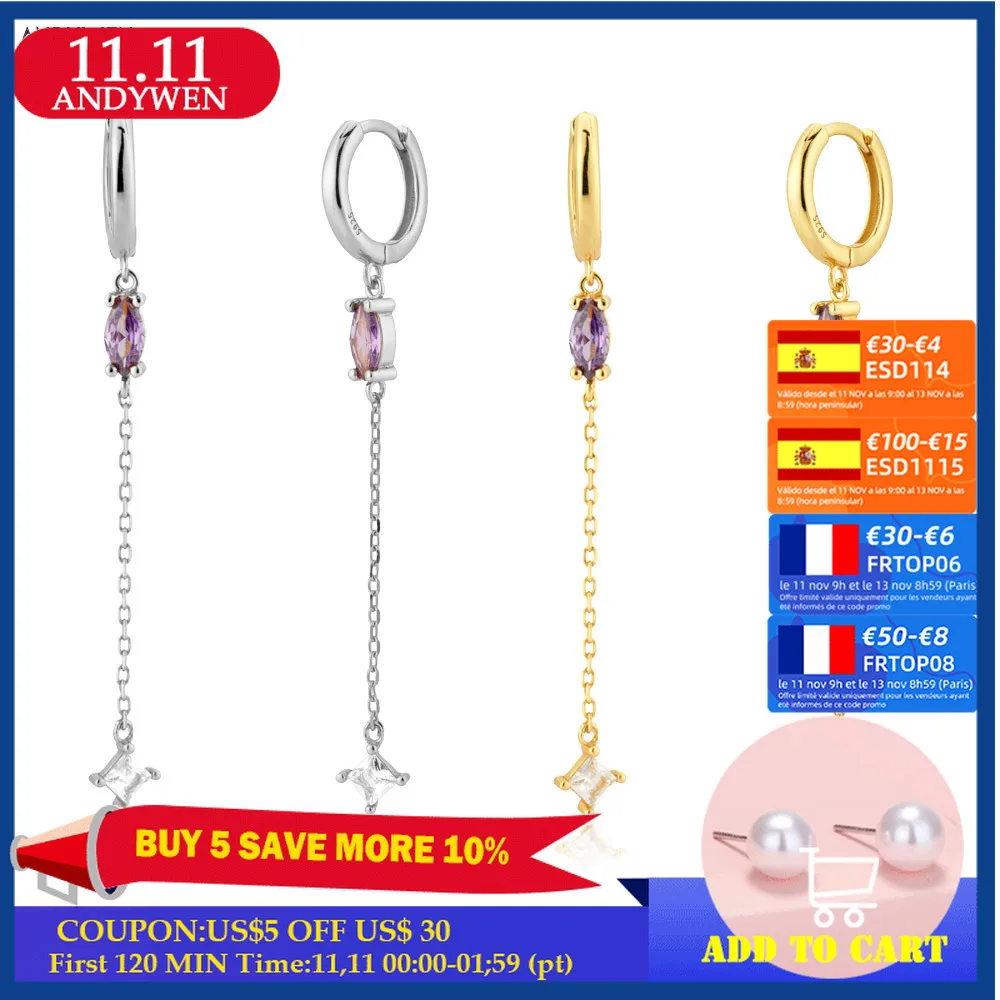 ANDYWEN 925 Sterling Silver Purple Zircon Drop Earring 40mm Luxury Women Fashion 2020 Party Jewelry Long Chain Pendientes 
ANDYWEN 925 Sterling Silver Purple Zircon Drop Earring 40mm Luxury Women Fashion 2020 Party Jewelry Long Chain Pendientes