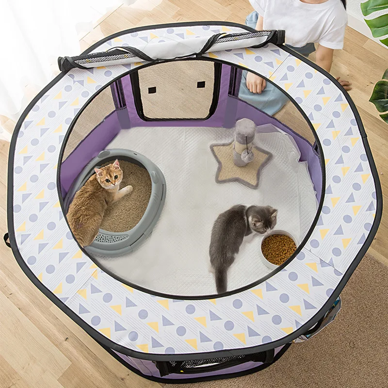 

Portable Pet Dogs Tent Large Dog House Outdoor Folding Kennel Octagonal Cage Indoor Puppy Cat Playpen Easy Operate Fences Cheins