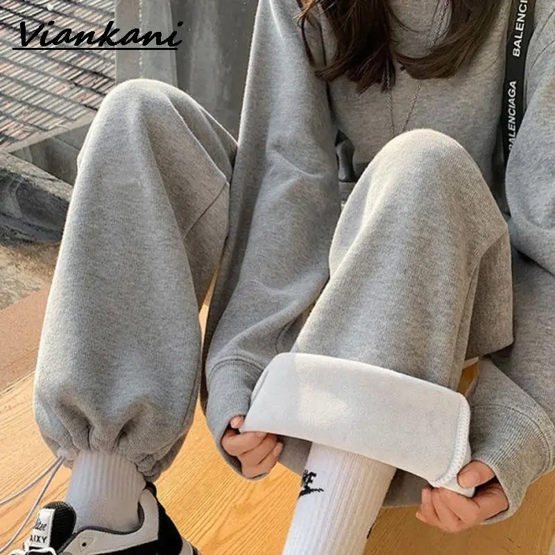 Woman Pant Autumn Winter New Gray tie-foot Plus Velvet Sports Pants Harajuku high waist Women Trousers Loose students Clothes
Woman Pant Autumn Winter New Gray tie-foot Plus Velvet Sports Pants Harajuku high waist Women Trousers Loose students Clothes