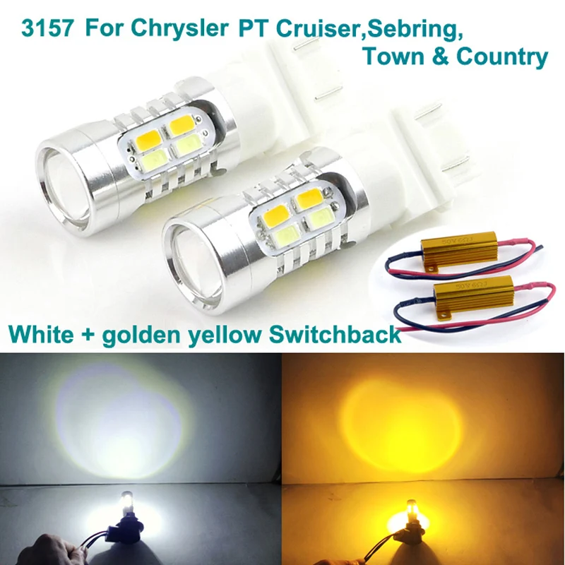 For Chrysler PT Cruiser Sebring Town Country Ultra bright 3157 Dual Color Switchback LED DRL Parking front Turn Signal light
For Chrysler PT Cruiser Sebring Town Country Ultra bright 3157 Dual Color Switchback LED DRL Parking front Turn Signal light