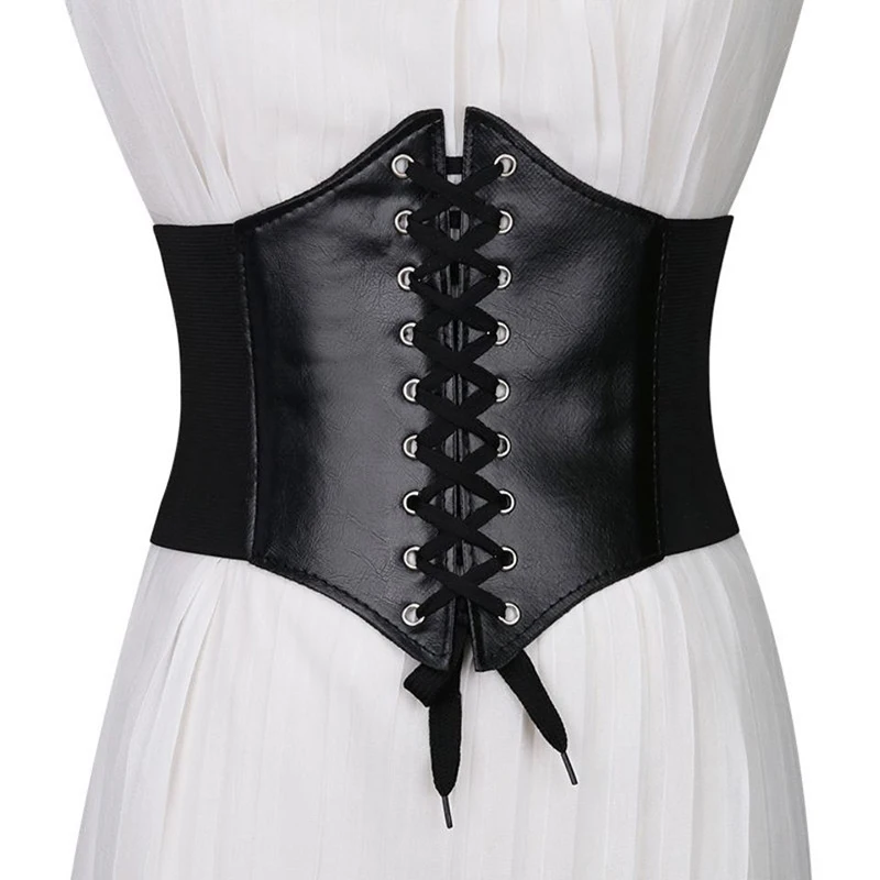 

Women Black Wide High Waist Corset Belt Cincher Body Shapewear Gothic Steampunk Underbust Waist Cincher Bridal Corsets Bustier