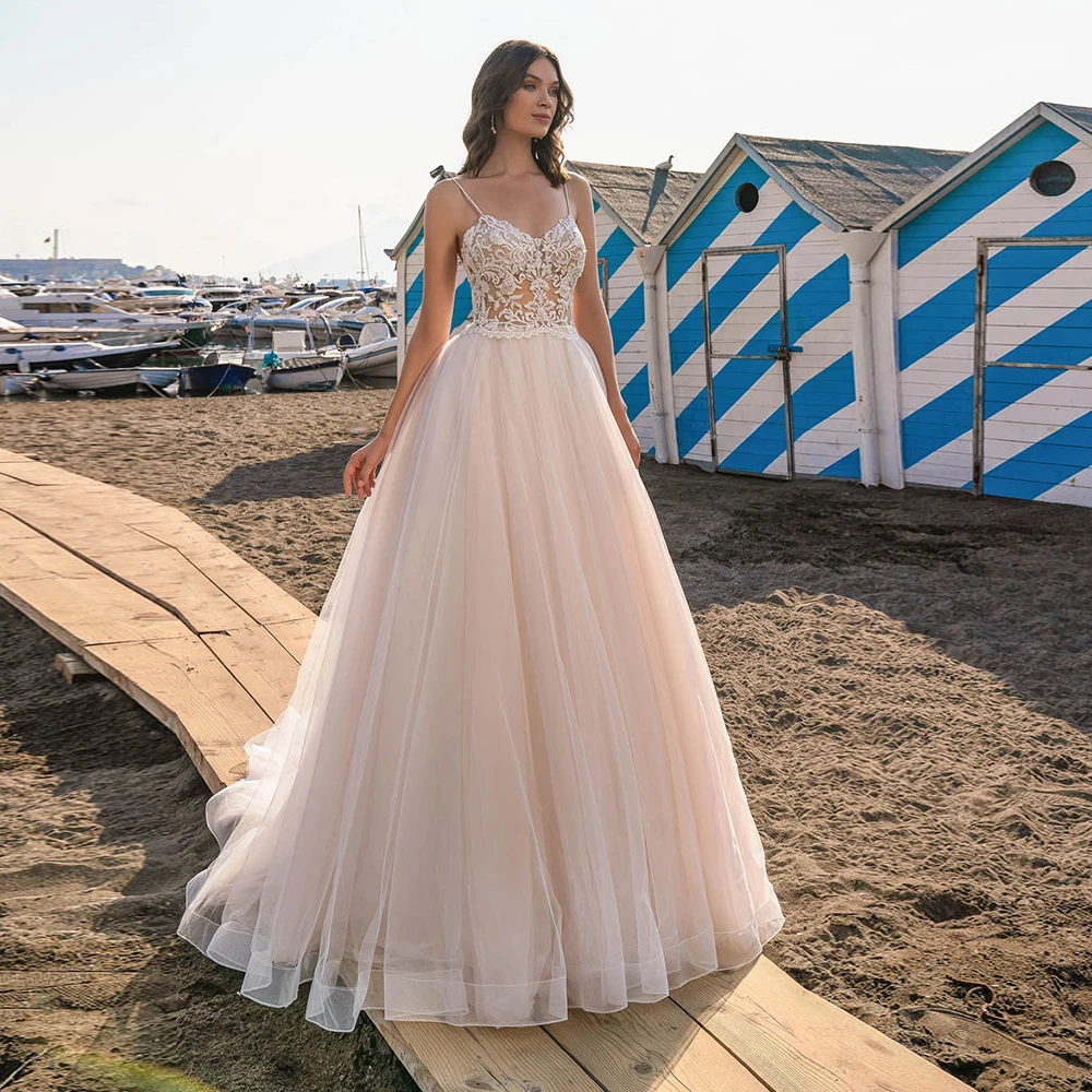 A-Line Spaghetti Straps Wedding Dress Tulle Sleeveless Lace Up Back Lace Applique Sweep Train Bridal Gowns 2021 Vestido De Noiva
A-Line Spaghetti Straps Wedding Dress Tulle Sleeveless Lace Up Back Lace Applique Sweep Train Bridal Gowns 2021 Vestido De Noiva