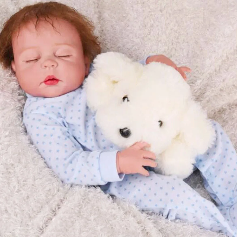 

Full Silicone Boy Bebe Reborn Baby Doll 22 Inch Closed eyes Newborn Babies Alive Real Doll Can Bathe Children Gift Toys