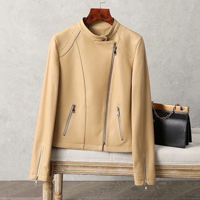 SHZQ 2020 New Spring and Autumn Leather Clothes Women's Short Locomotive Style European Small Leather Clothes Sheep Leather Coat
SHZQ 2020 New Spring and Autumn Leather Clothes Women's Short Locomotive Style European Small Leather Clothes Sheep Leather Coat