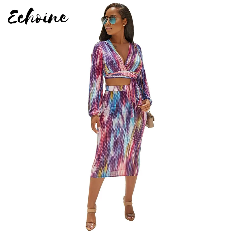 Echoine Women Autumn Long Sleeve Deep V Neck Color Block Crop Top Skinny Midi Skirt Chiffon Women 2 Two Piece Set Outfits
Echoine Women Autumn Long Sleeve Deep V Neck Color Block Crop Top Skinny Midi Skirt Chiffon Women 2 Two Piece Set Outfits