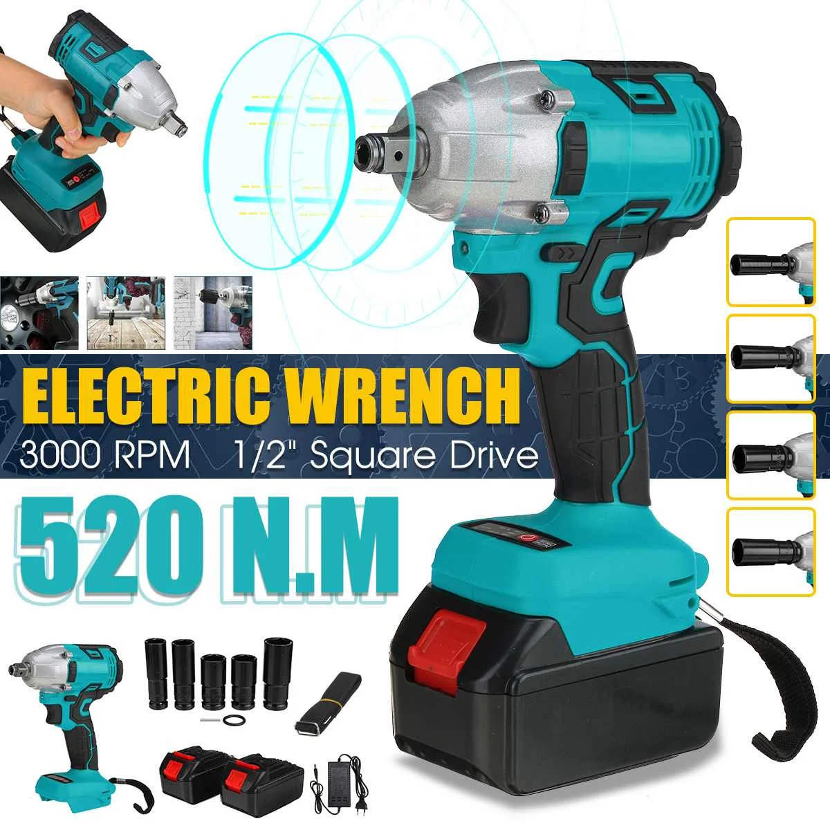 588VF 22800mAh Brushless Cordless Electric Impact Wrench 1/2 inch Wrench Power Tools Compatible For Makita Rechargeable Battery
588VF 22800mAh Brushless Cordless Electric Impact Wrench 1/2 inch Wrench Power Tools Compatible For Makita Rechargeable Battery