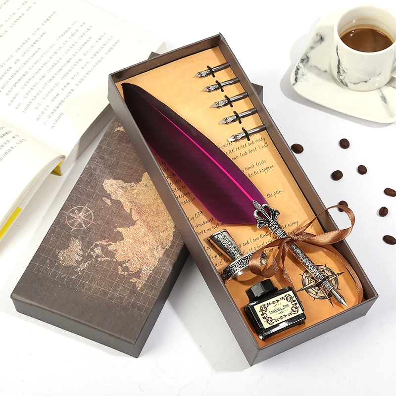 1set Retro Vintage Calligraphy Feather Dip Pen Writing Ink Set Stationery Quill Fountain Pens Creative Vintage Pen Dropshipping
1set Retro Vintage Calligraphy Feather Dip Pen Writing Ink Set Stationery Quill Fountain Pens Creative Vintage Pen Dropshipping