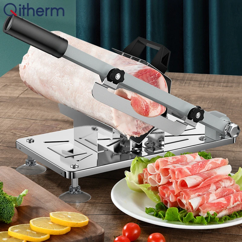 Ломтерезка для мяса из нержавеющей стали, ручная машина для нарезки баранины, ветчины, говядины, регулируемая толщина, резак для мяса и овощ... 
Ломтерезка для мяса из нержавеющей стали, ручная машина для нарезки баранины, ветчины, говядины, регулируемая толщина, резак для мяса и овощ...