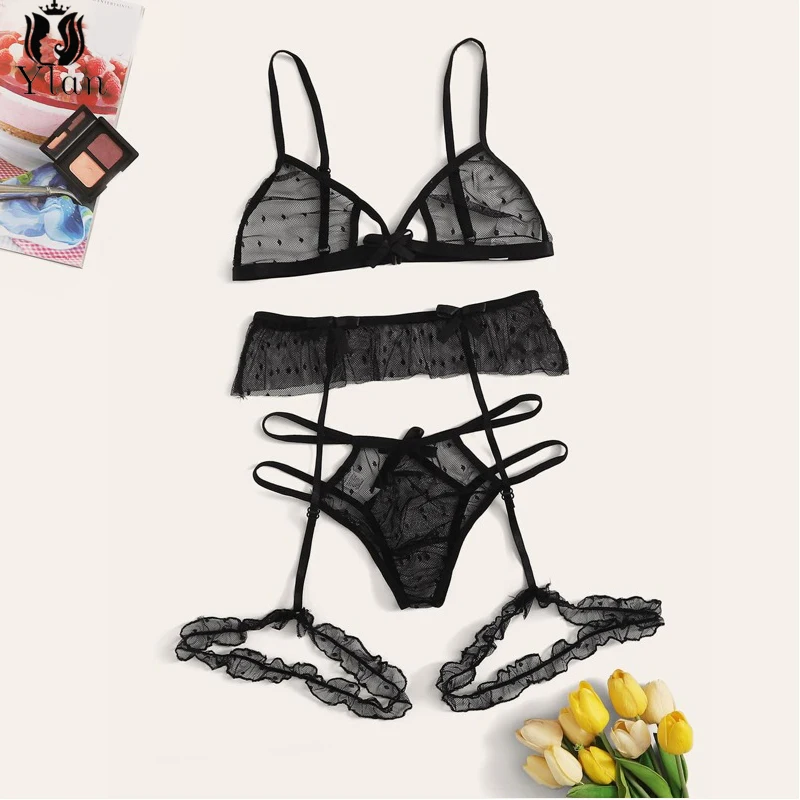 2020 New Bra set Women's Sexy Mesh Lingerie set Polka Dot Sexy Transparent Lingerie Push up Bralette+Garter+Thong Underwear set
2020 New Bra set Women's Sexy Mesh Lingerie set Polka Dot Sexy Transparent Lingerie Push up Bralette+Garter+Thong Underwear set