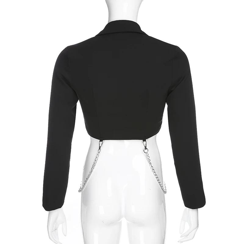 Black Suit Cropped Jacket Women Harajuku Casual Long Sleeve Coats Female With Chains Gothic Korean Punk Overcoat 2019
Black Suit Cropped Jacket Women Harajuku Casual Long Sleeve Coats Female With Chains Gothic Korean Punk Overcoat 2019