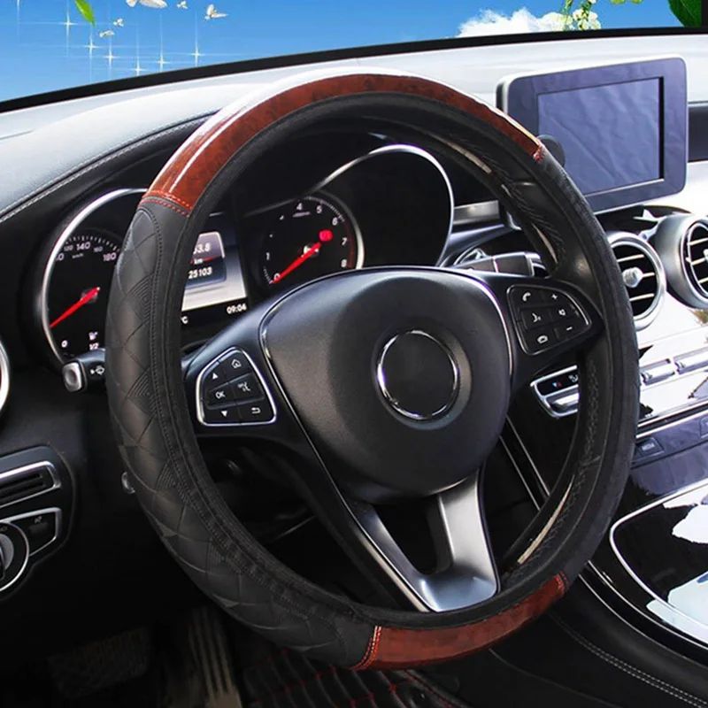 2020 Новый чехол рулевого колеса автомобиля искусственная кожа с тиснением