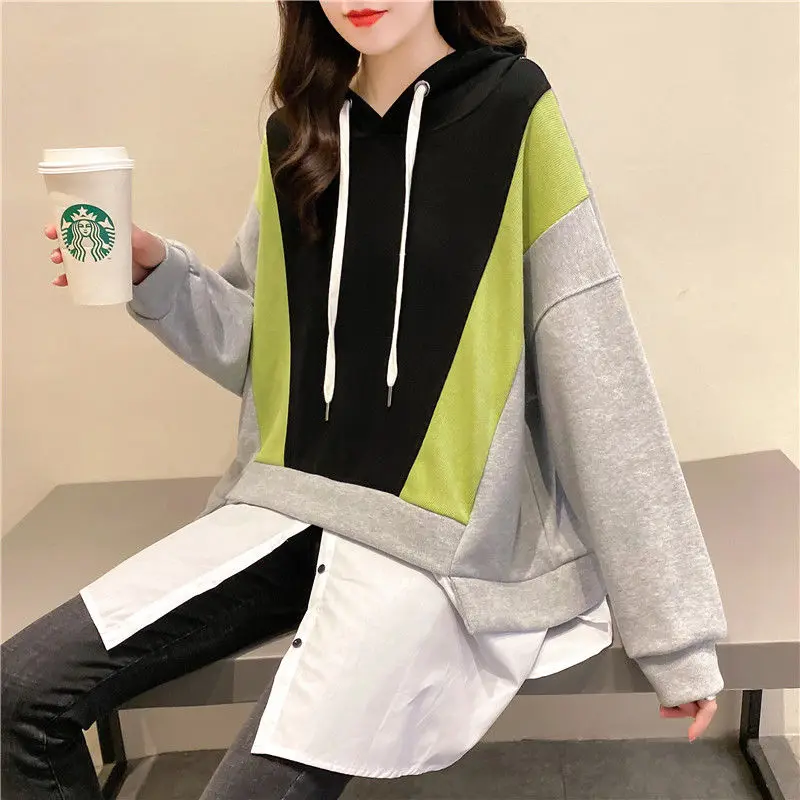 2020 Autumn Women Hoodie Casual Long Sleeve Hooded Pullover Sweatshirts Female Sportswear Patchwork False Two Clothes E185
2020 Autumn Women Hoodie Casual Long Sleeve Hooded Pullover Sweatshirts Female Sportswear Patchwork False Two Clothes E185