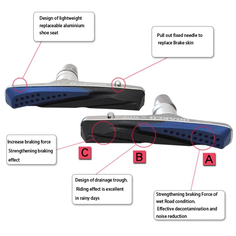 BRAKCO 1 Pair Bike Mountain Road Bicycle Cycling Bike Braking V-Brake Holder Shoes Rubber Pads Blocks Durable Parts
BRAKCO 1 Pair Bike Mountain Road Bicycle Cycling Bike Braking V-Brake Holder Shoes Rubber Pads Blocks Durable Parts