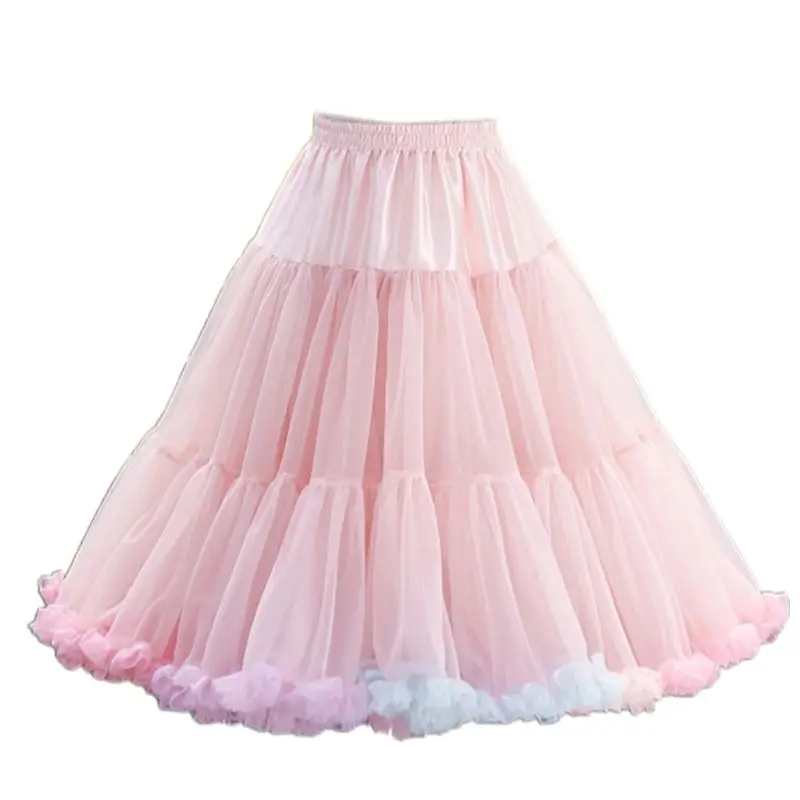 

Women Elastic Waist Puffy Tulle Petticoat Rainbow Cloud Short Tutu Skirt Ballet Dance Pettiskirts Lolita Underskirt