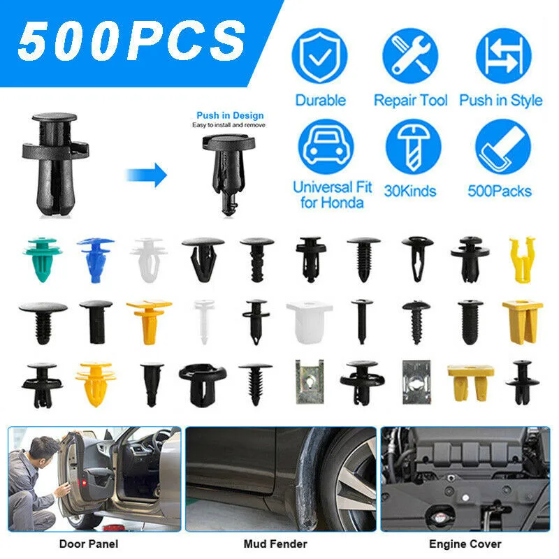 500 Pcs Plastic Car Body Push Pin Rivet Fasteners Trim Moulding Clip Screw Driver Rivet Clips Set Fastener Clip
500 Pcs Plastic Car Body Push Pin Rivet Fasteners Trim Moulding Clip Screw Driver Rivet Clips Set Fastener Clip
