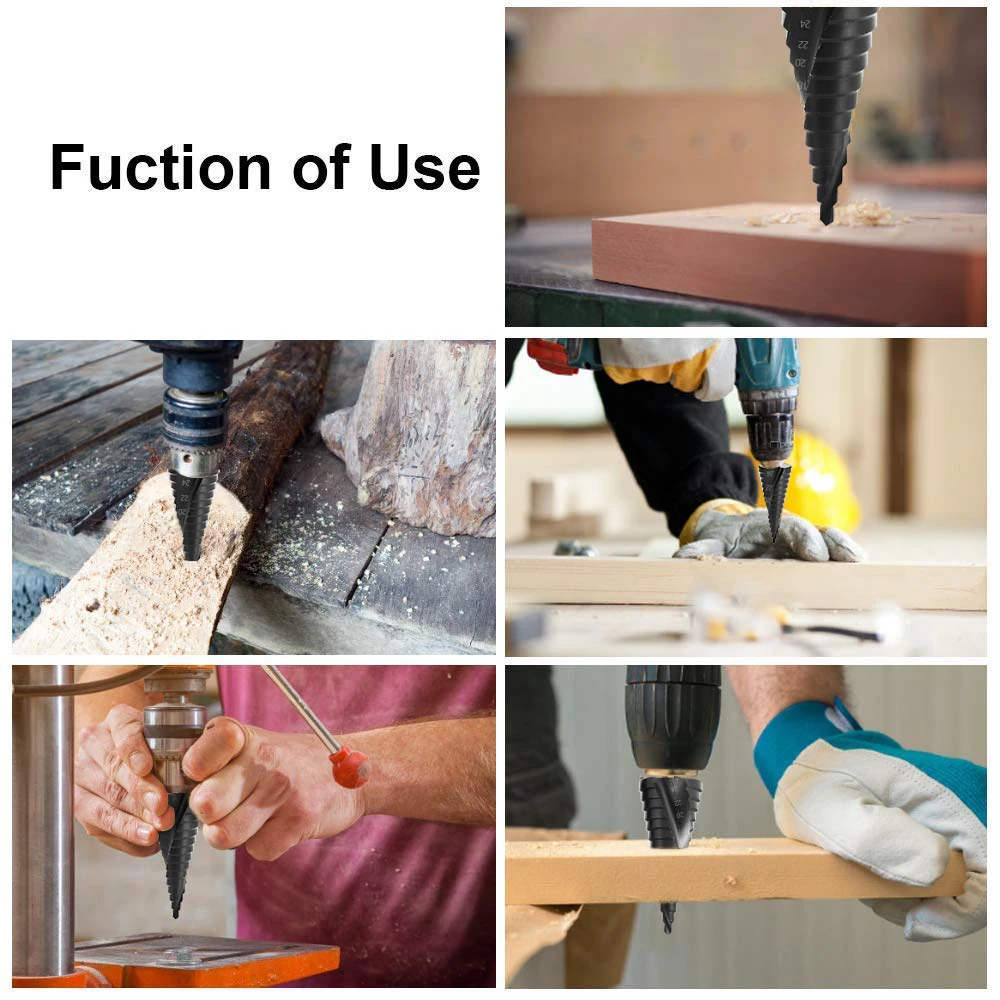 Oauee HSS Drill Bit Titanium Coated Step Drill Wood Set Power Tools Metal High Speed Steel Hole Cutter Step Cone Center Drills
Oauee HSS Drill Bit Titanium Coated Step Drill Wood Set Power Tools Metal High Speed Steel Hole Cutter Step Cone Center Drills