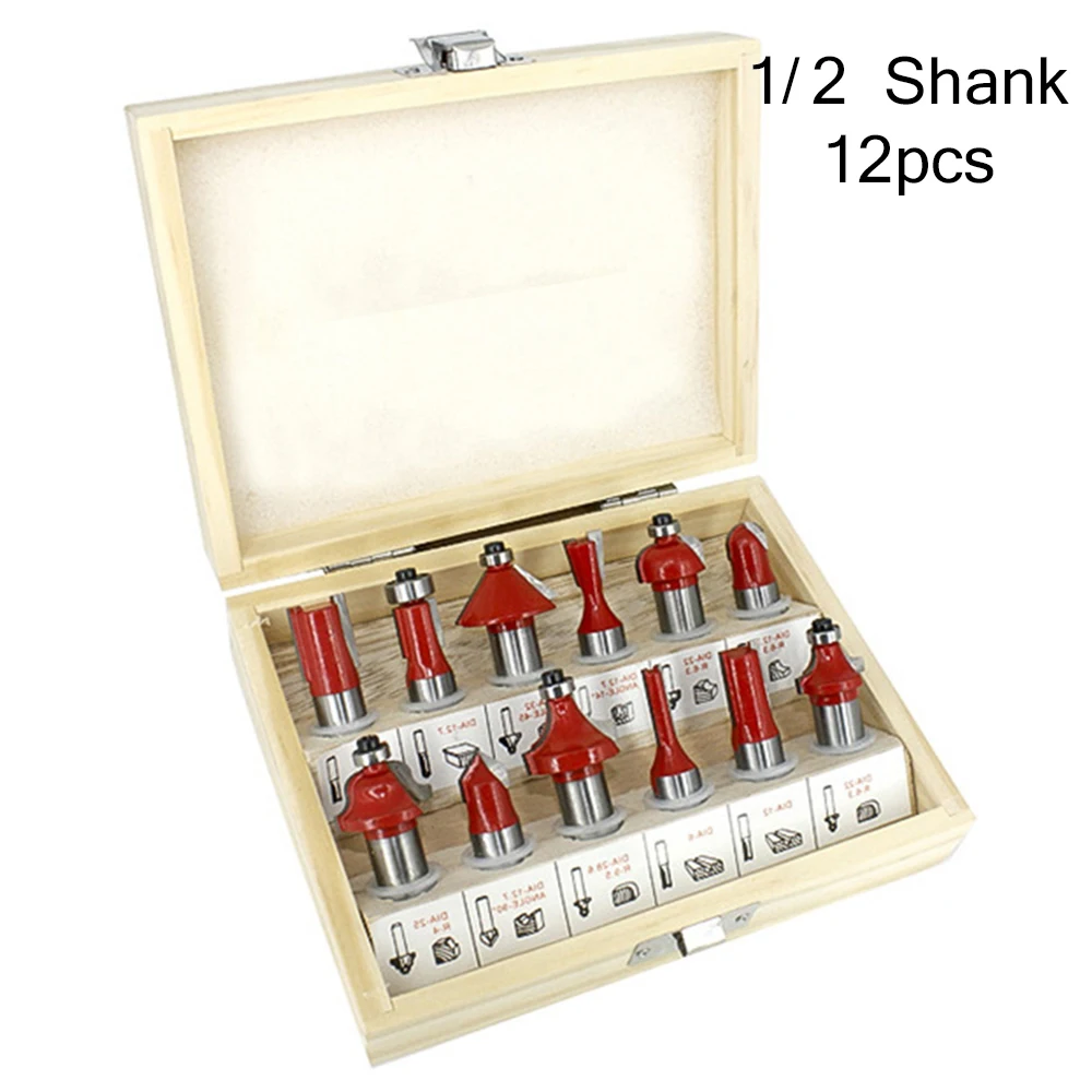 12pcs 1/2 Inch Shank Woodworking Router Bit Set Milling Cutters for Wood Trimming Machine Tools
12pcs 1/2 Inch Shank Woodworking Router Bit Set Milling Cutters for Wood Trimming Machine Tools
