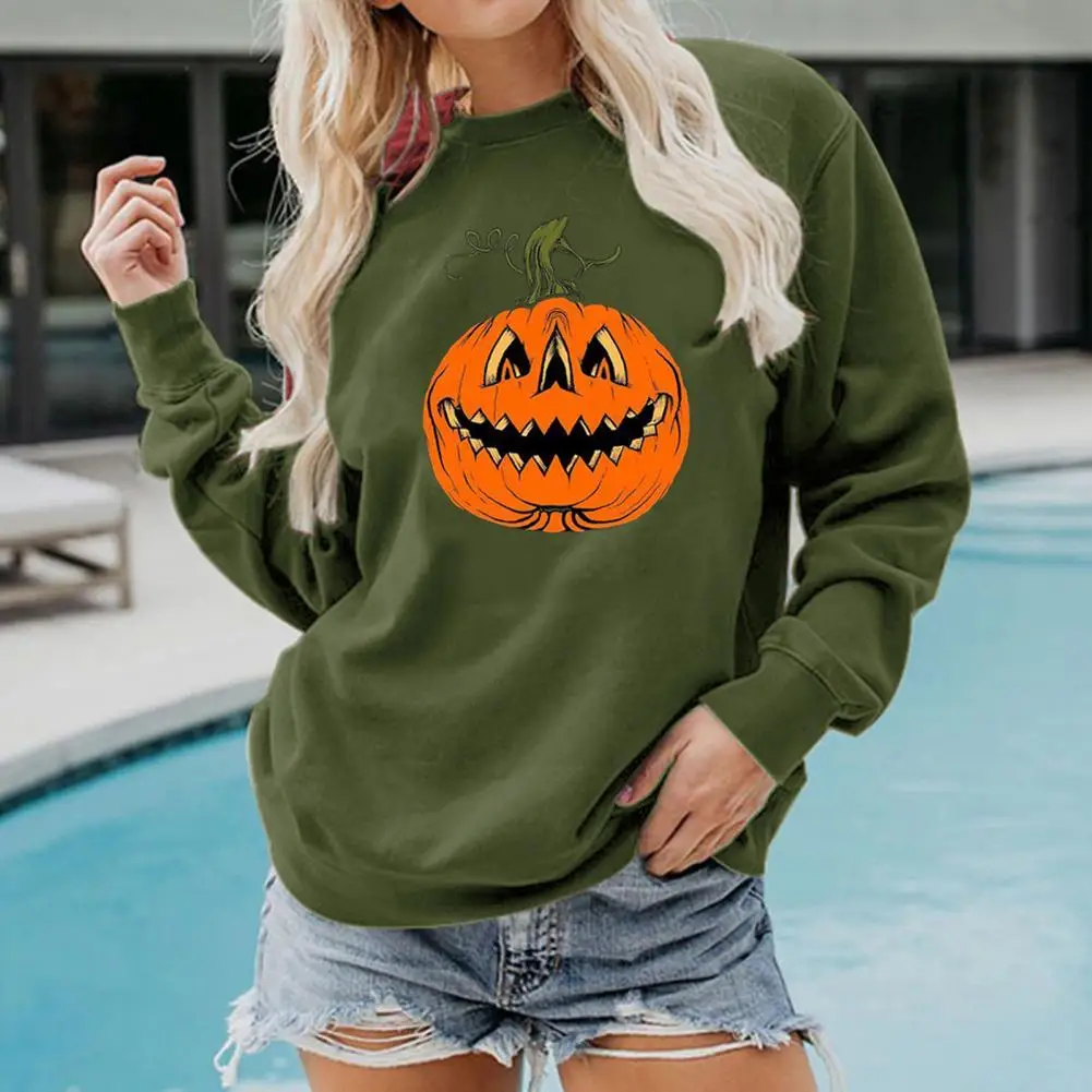 Lady Cute Loose Pumpkin Print Sweatshirt Soft Halloween Sweatshirt Halloween Element for Travel
Lady Cute Loose Pumpkin Print Sweatshirt Soft Halloween Sweatshirt Halloween Element for Travel