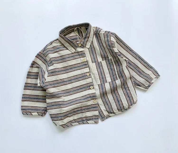 2020 Children's Fall Shirt Boys and Girls Irregular Vertical Striped Lapel Long Sleeve Top
2020 Children's Fall Shirt Boys and Girls Irregular Vertical Striped Lapel Long Sleeve Top