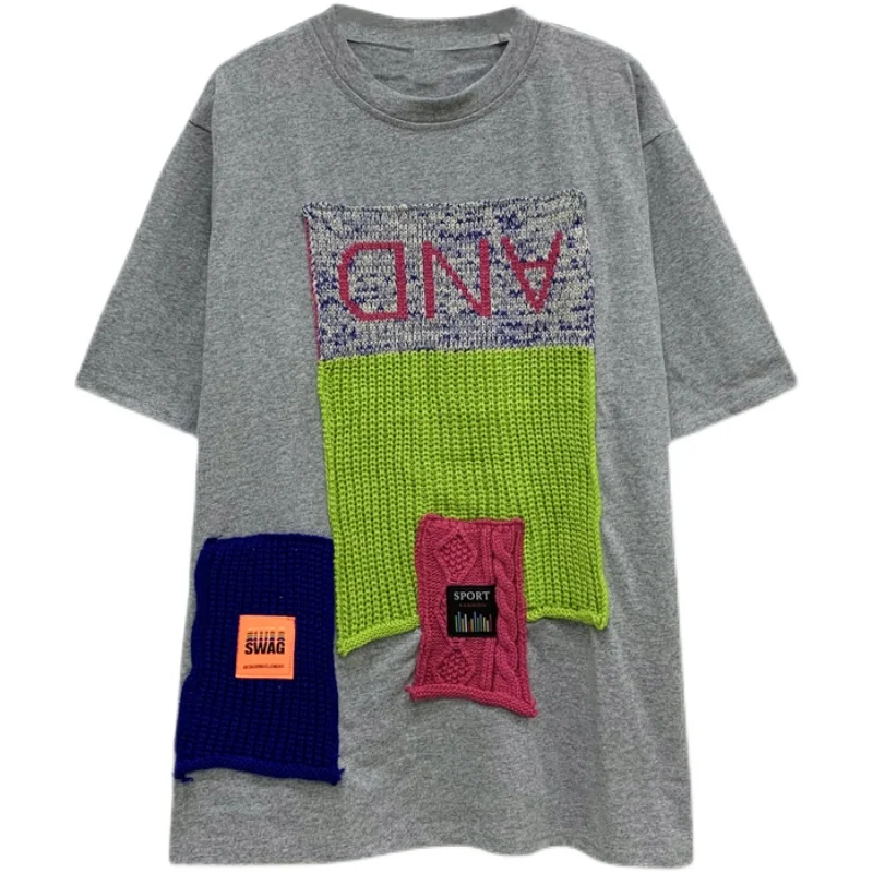 LESAVIR 2021 Summer And Spring New Mid-length Short-sleeved T-shirt Women Casual Loose And Thin Stitching Sweater Top Trend 
LESAVIR 2021 Summer And Spring New Mid-length Short-sleeved T-shirt Women Casual Loose And Thin Stitching Sweater Top Trend