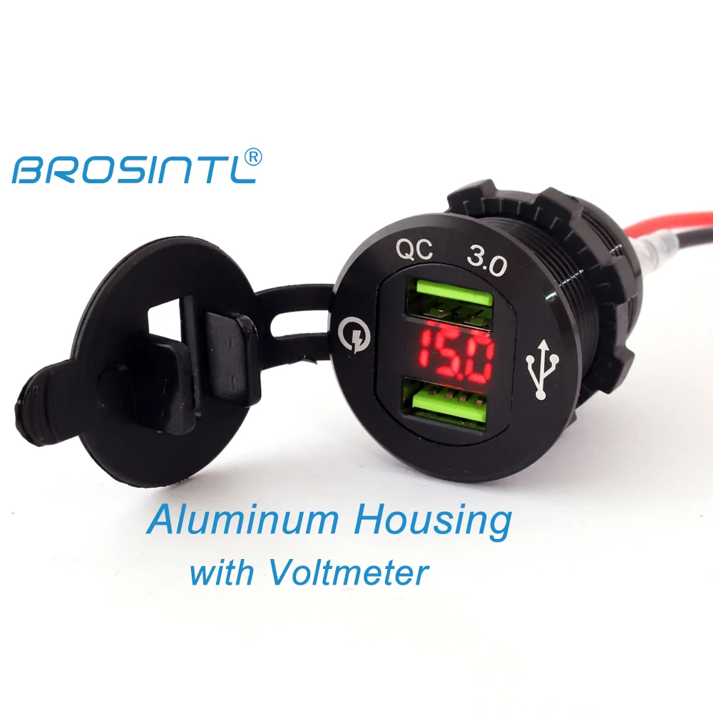BROSINTL Aluminum Housing Dual Port QC3.0 USB Car Charging Socket with Voltage Meter for 12V Bus Coach Marine Trailer | BC024KB
BROSINTL Aluminum Housing Dual Port QC3.0 USB Car Charging Socket with Voltage Meter for 12V Bus Coach Marine Trailer | BC024KB