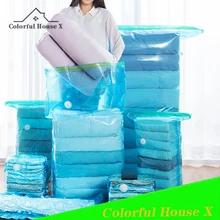 High Capacity Vacuum Compression Bag Free Pumping Clothes Quilt Shrinking Thickening Finishing Travel Storage Sealed Bag Blue