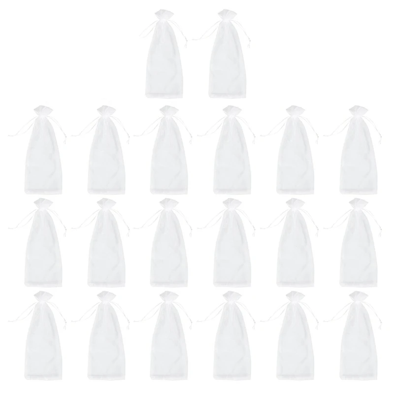 

20 шт Прозрачные сумки для вина из органзы 14х37см многоразовая простая обертка для бутылки платья Праздничная упаковка детский душ Свадебные...