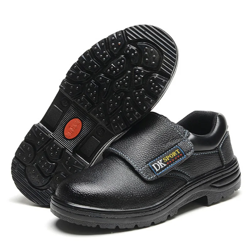 Work Safety Boots Men Shoes Steel Toe Work Boot Slip-on Safety Shoes Male Shoes Adult Wear-resistant Leather Shoes Plus Size