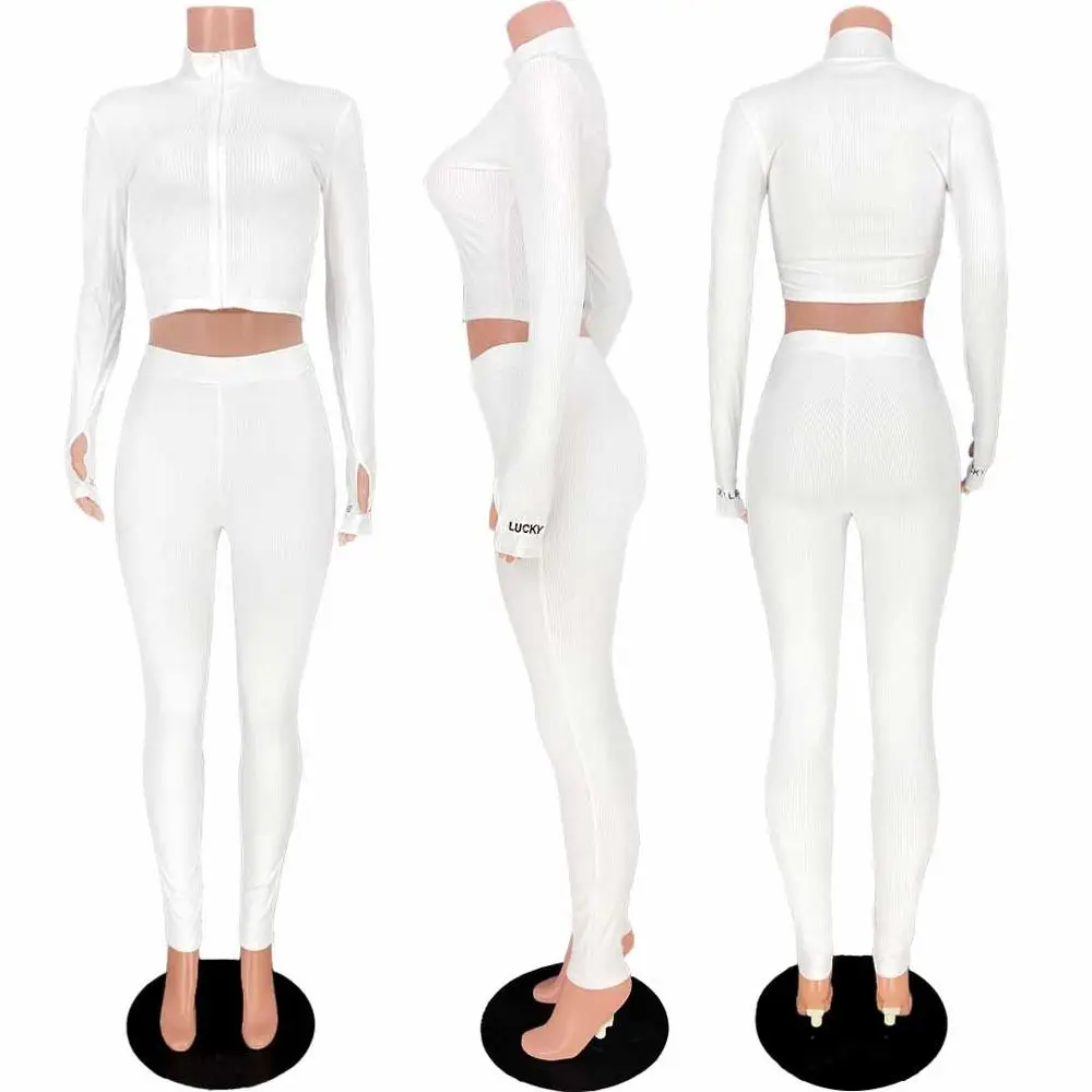 Women Sporty Two Piece Set Causal Solid Rib Knit Zipprer Up Crop Tops Jacket Joggers Pants Suit Fitness Bikers Outfit Tracksuit
Women Sporty Two Piece Set Causal Solid Rib Knit Zipprer Up Crop Tops Jacket Joggers Pants Suit Fitness Bikers Outfit Tracksuit
