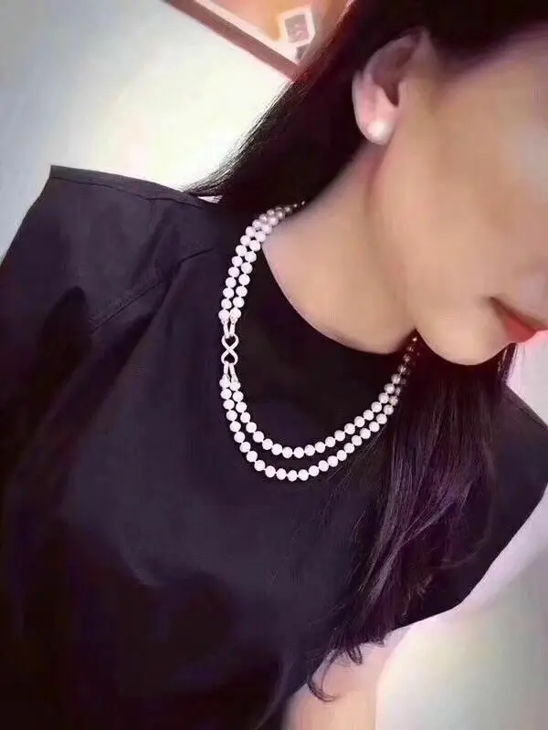 Hand knotted 2strands 7-8mm white freshwater pearl necklace sweater chain long 43-48cm fashion jewelry
Hand knotted 2strands 7-8mm white freshwater pearl necklace sweater chain long 43-48cm fashion jewelry