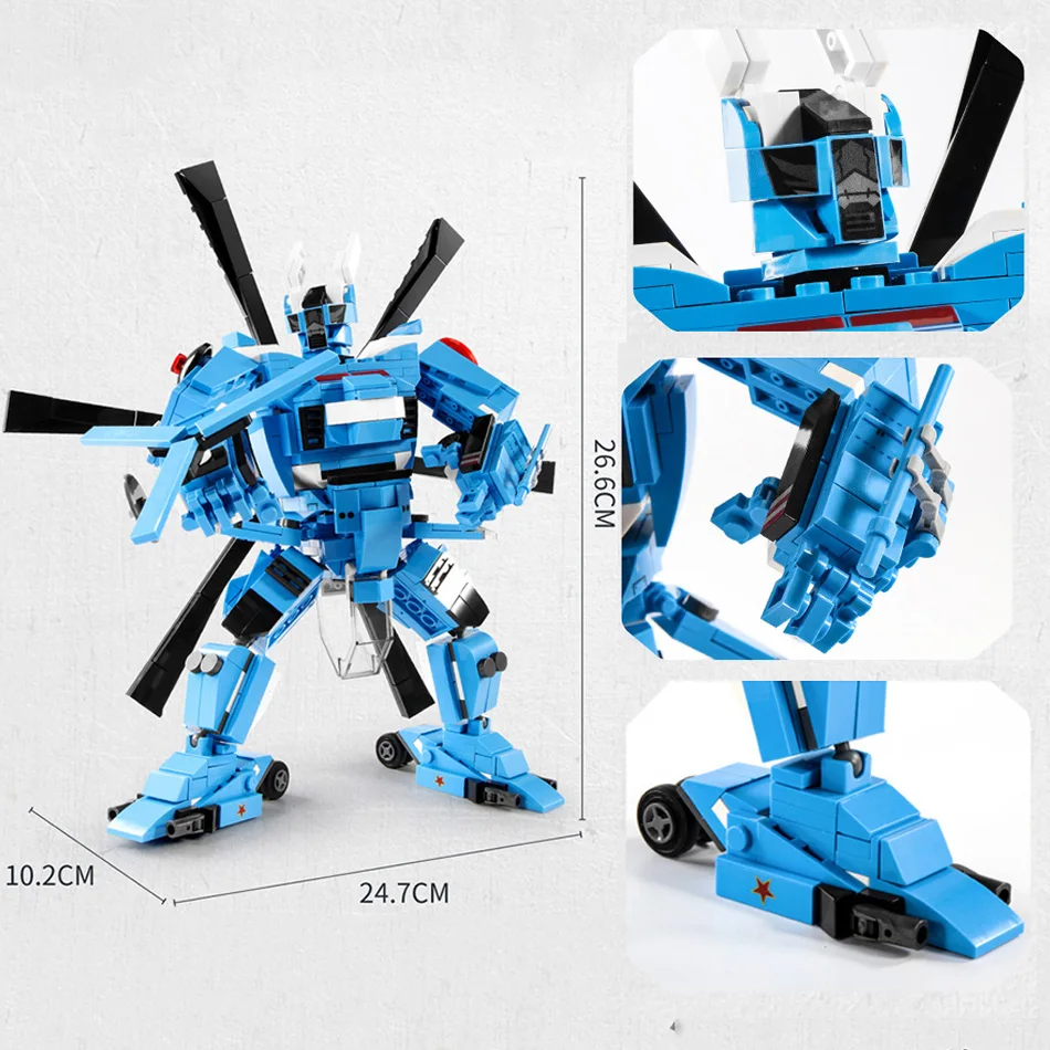 637pcs H-92 Helicopter 2 in 1 Transformation Robot Building Blocks Mecha Military Bricks with 4 figures Toys for Children
637pcs H-92 Helicopter 2 in 1 Transformation Robot Building Blocks Mecha Military Bricks with 4 figures Toys for Children