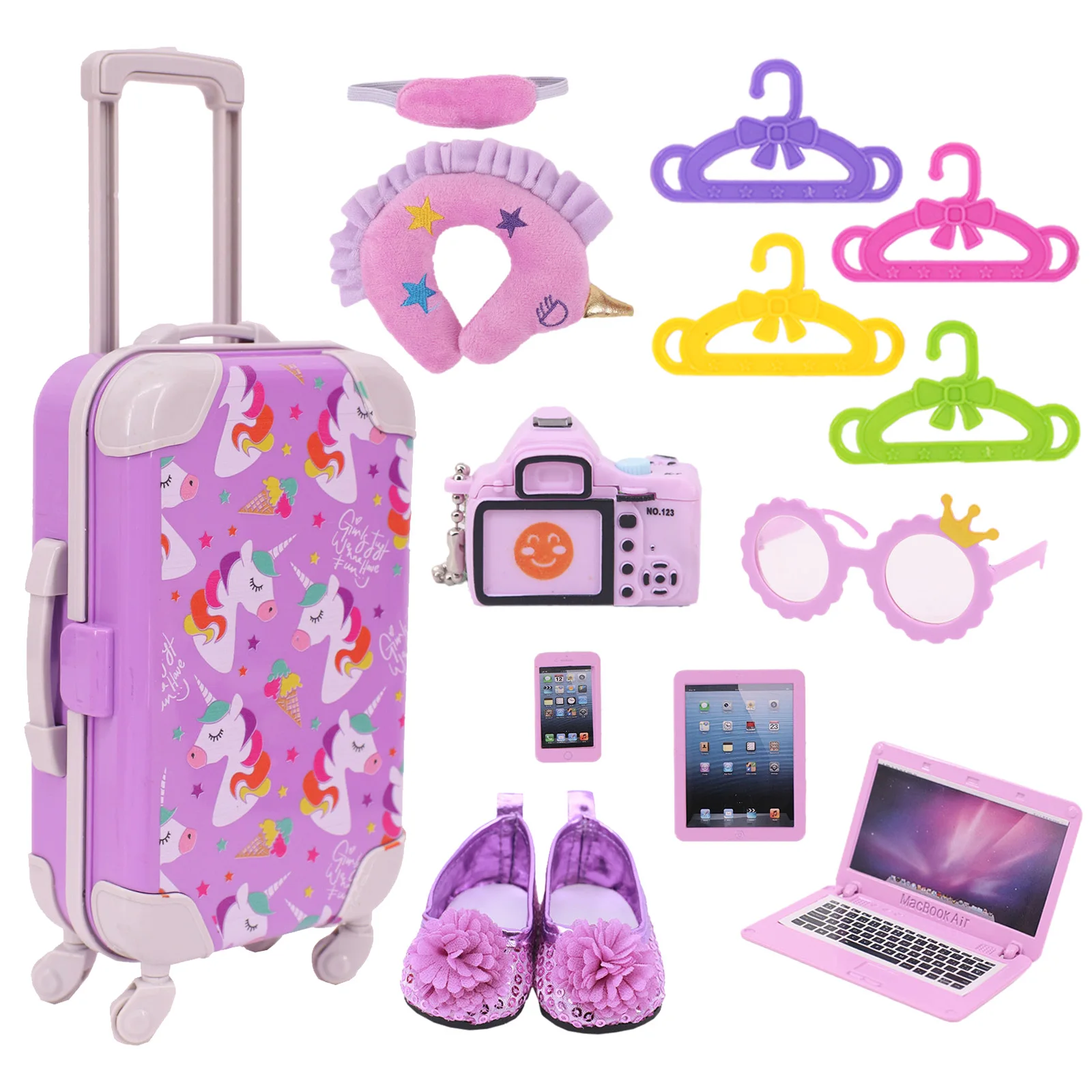 Doll Purple Unicorn Clothes Shoes Suitcase Set For 18Inch American Doll&43CM Born Baby Generation Russian Girl's Christmas Gift
Doll Purple Unicorn Clothes Shoes Suitcase Set For 18Inch American Doll&43CM Born Baby Generation Russian Girl's Christmas Gift