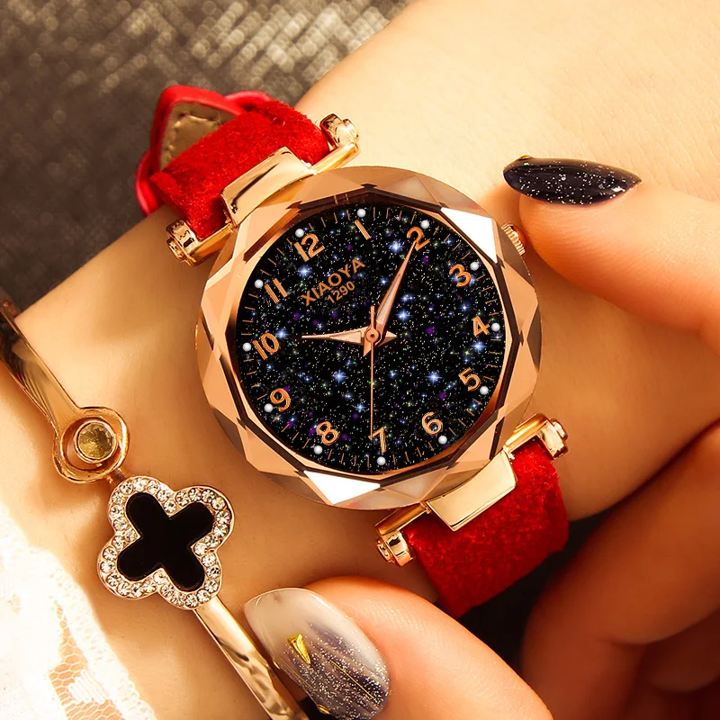 Fashion Women Watches 2020 Best Sell Star Sky Dial Clock Luxury Rose Gold Women's Bracelet Quartz Wrist New Dropshipping | Наручные