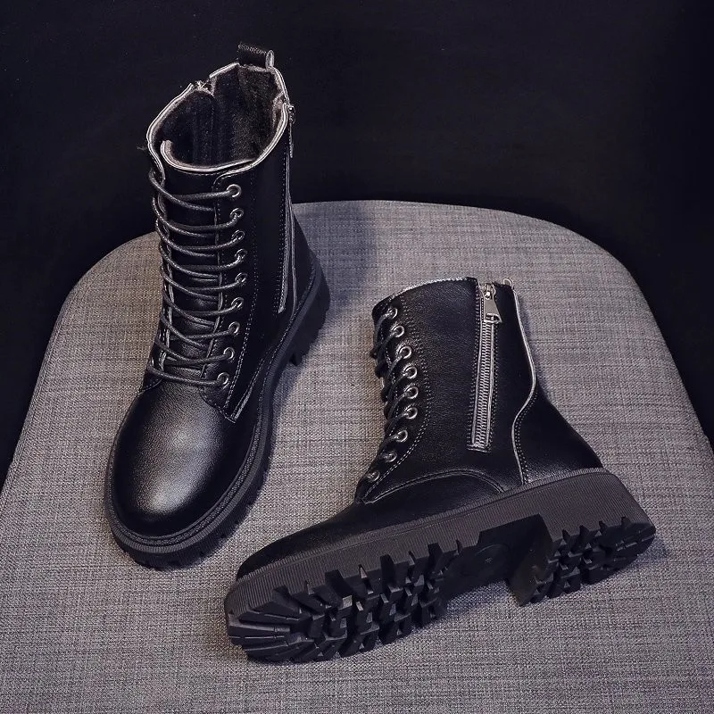 Fall/winter 2019 British Retro Thick-soled Martin Boots Handsome Fashion Booties Plus Velvet Cotton Boots
Fall/winter 2019 British Retro Thick-soled Martin Boots Handsome Fashion Booties Plus Velvet Cotton Boots