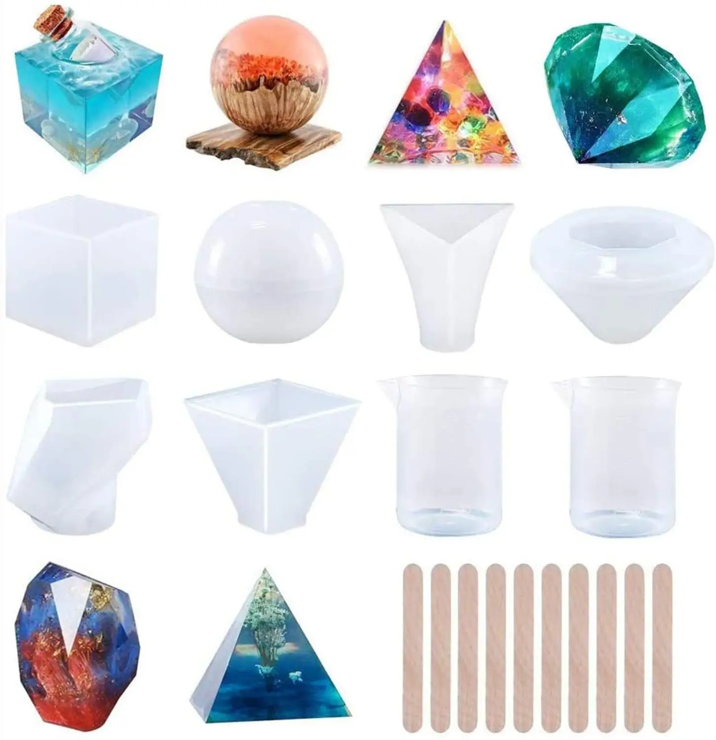 18pcs/set Silicone Resin Casting Molds Epoxy Mould for DIY Jewelry Making & Crafting with Measurement Cup and Sticks
18pcs/set Silicone Resin Casting Molds Epoxy Mould for DIY Jewelry Making & Crafting with Measurement Cup and Sticks