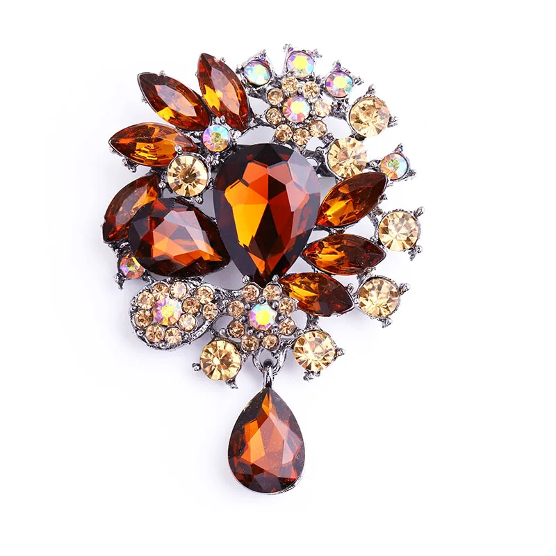Morkopela Big Crystal Brooches and Leaf Pins For Women Banquet Luxury Brooch Jewelry Scarf Suit Pin Accessories Gift | Украшения и