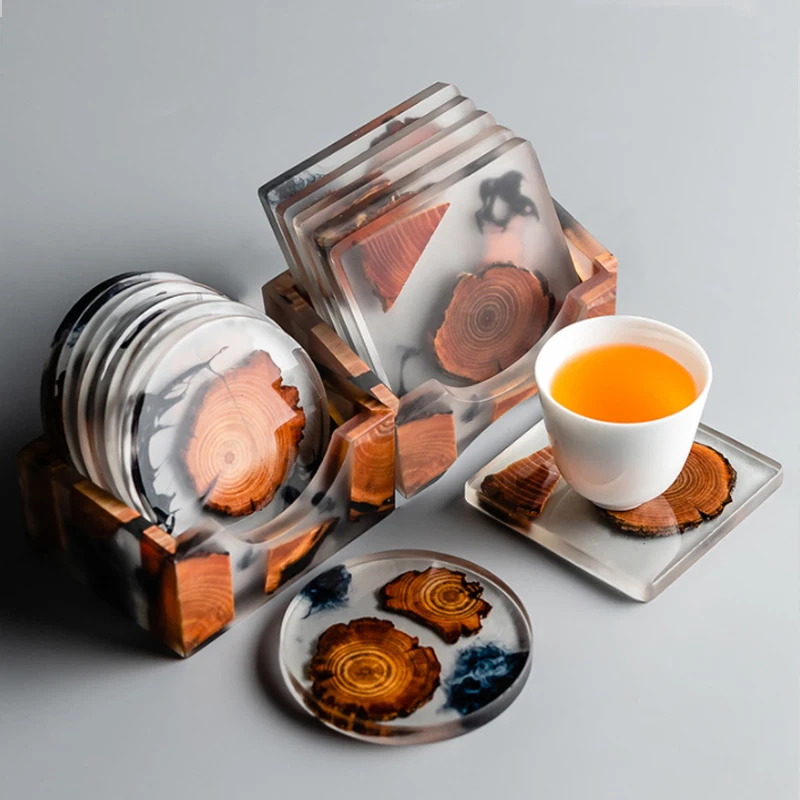 6Pcs/Set Tea Cup Mat Epoxy Resin Insulation Coaster Modern Coasters With Holder Kit Household Non-slip Tea Tray Tea Accessories
6Pcs/Set Tea Cup Mat Epoxy Resin Insulation Coaster Modern Coasters With Holder Kit Household Non-slip Tea Tray Tea Accessories