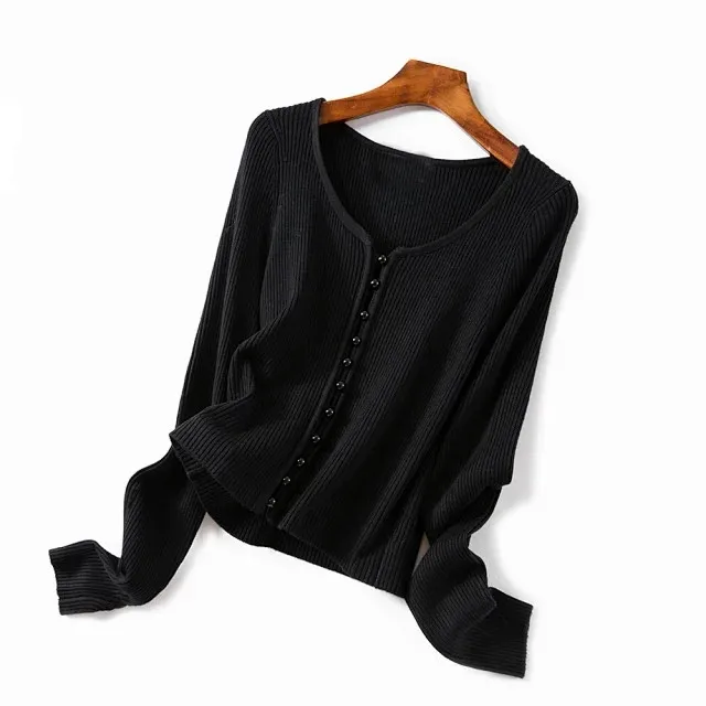 Women Knit Sweater Slim Black or White Long Sleeve Early Autumn Ladies Knitted Pull Top
Women Knit Sweater Slim Black or White Long Sleeve Early Autumn Ladies Knitted Pull Top