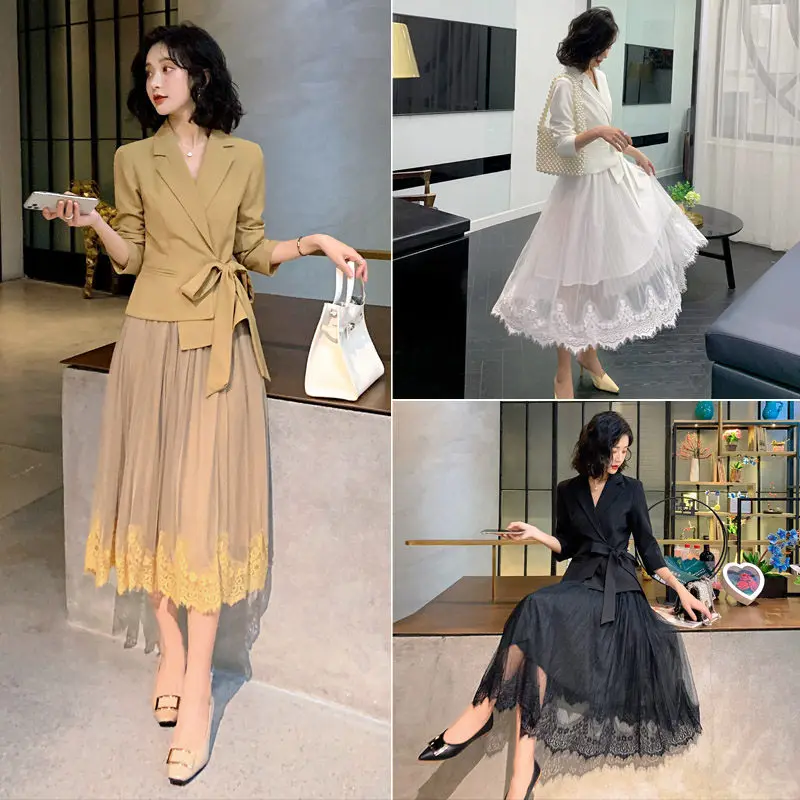 Fashion Temperament Blazer Trend Suit Female 2020 Spring and Autumn New Suit Mesh Pleated Skirt Elegant Two-piece Suit Lady K372
Fashion Temperament Blazer Trend Suit Female 2020 Spring and Autumn New Suit Mesh Pleated Skirt Elegant Two-piece Suit Lady K372