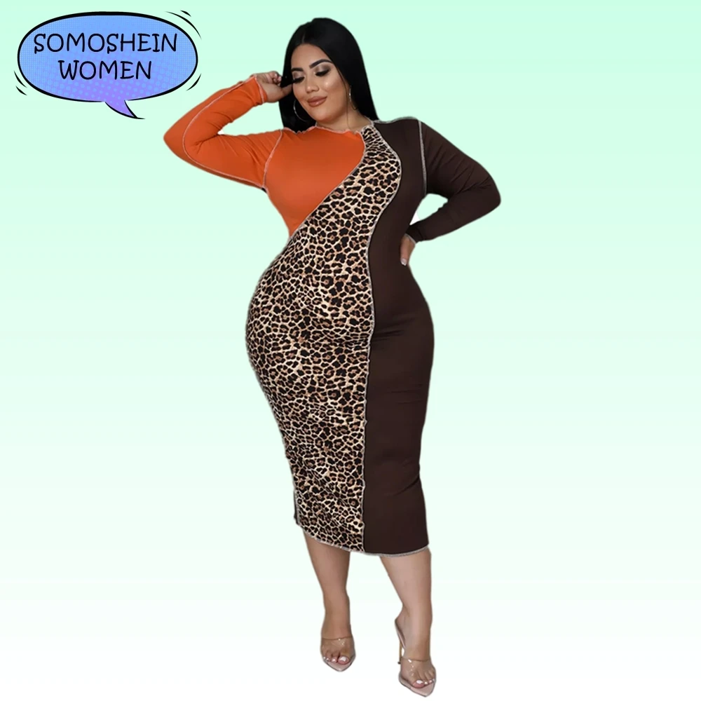 Somoshein Plus Size Women's Clothing XL-5XL Leopard Print Midi Dress Fashion Patchwork Bodycon Dresses for Women Sexy Clubwear
Somoshein Plus Size Women's Clothing XL-5XL Leopard Print Midi Dress Fashion Patchwork Bodycon Dresses for Women Sexy Clubwear