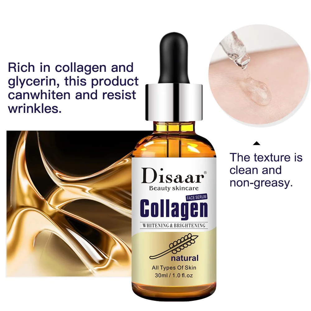 Disaar Collagen Facial serum Brightening Moisturizing Face Care Acne Scar Removal Essence Acne Spots Skin Care Anti-aging30ml
Disaar Collagen Facial serum Brightening Moisturizing Face Care Acne Scar Removal Essence Acne Spots Skin Care Anti-aging30ml