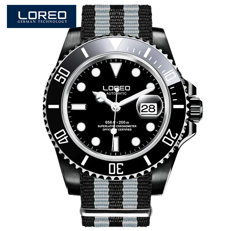 LOREO Automatic Mechanical Men Watch Steel Luminous Watches Date Calendar Sapphire Crystal Glass Watch with Nylon Strap
LOREO Automatic Mechanical Men Watch Steel Luminous Watches Date Calendar Sapphire Crystal Glass Watch with Nylon Strap