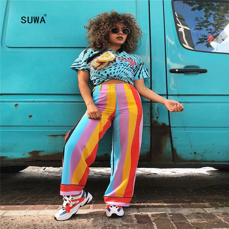 Top Grade Casual Beach Style Colorful Vertical Striped Loose Long Pants Wholesale Empire Waist Trousers Wide-leg Pants
Top Grade Casual Beach Style Colorful Vertical Striped Loose Long Pants Wholesale Empire Waist Trousers Wide-leg Pants