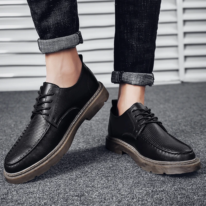 Мужские повседневные туфли Sapato Masculino, повседневная мужская модная кожаная мужская Весенняя дышащая обувь на плоской подошве
Мужские повседневные туфли Sapato Masculino, повседневная мужская модная кожаная мужская Весенняя дышащая обувь на плоской подошве