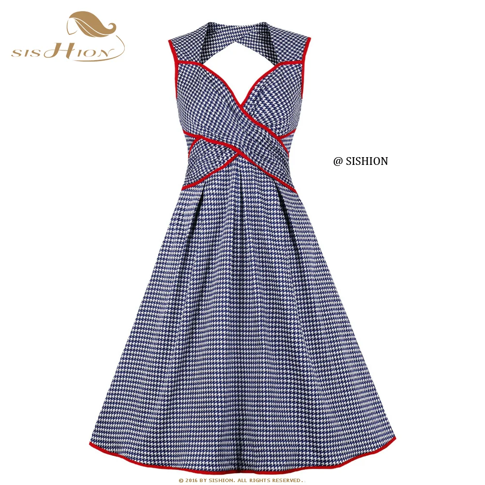 Женское летнее платье без рукавов SISHION VD2091, синее клетчатое хлопковое винтажное платье в стиле 50-х с открытой спиной и бантом
Женское летнее платье без рукавов SISHION VD2091, синее клетчатое хлопковое винтажное платье в стиле 50-х с открытой спиной и бантом